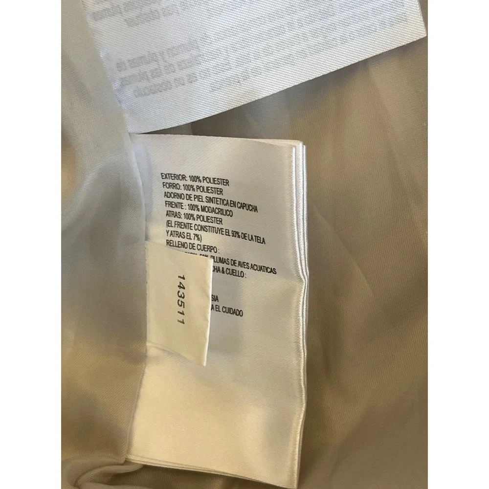 Michael Kors Cream Quilted‎ Long Puffer Jacket Size XL